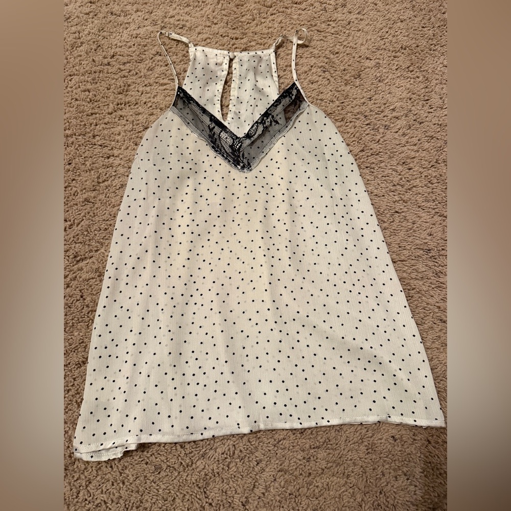 Promesa Cream and Black Polka Dot Top
